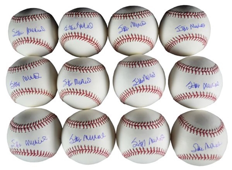 Lot of Twelve (1 dozen) Stan Musial Single Signed Baseballs 